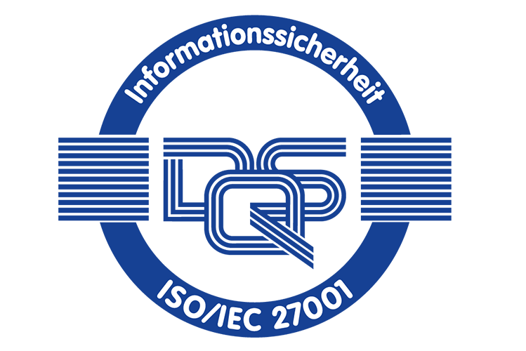 ISO 27001 Zertifikatssiegel der BROCKHAUS AG als Nachweis für ein extern geprüftes Informationssicherheits-Managementsystem