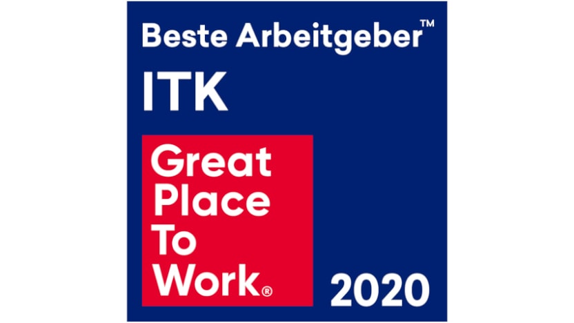 Das Bild zeigt die Auszeichnung "Beste Arbeitgeber ITK 2020" von Great Place to Work